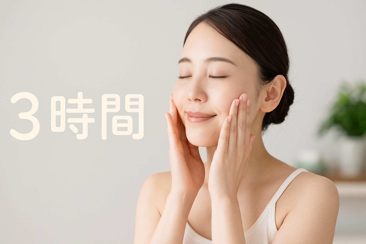 3時間の文字とスキンケアをしている人