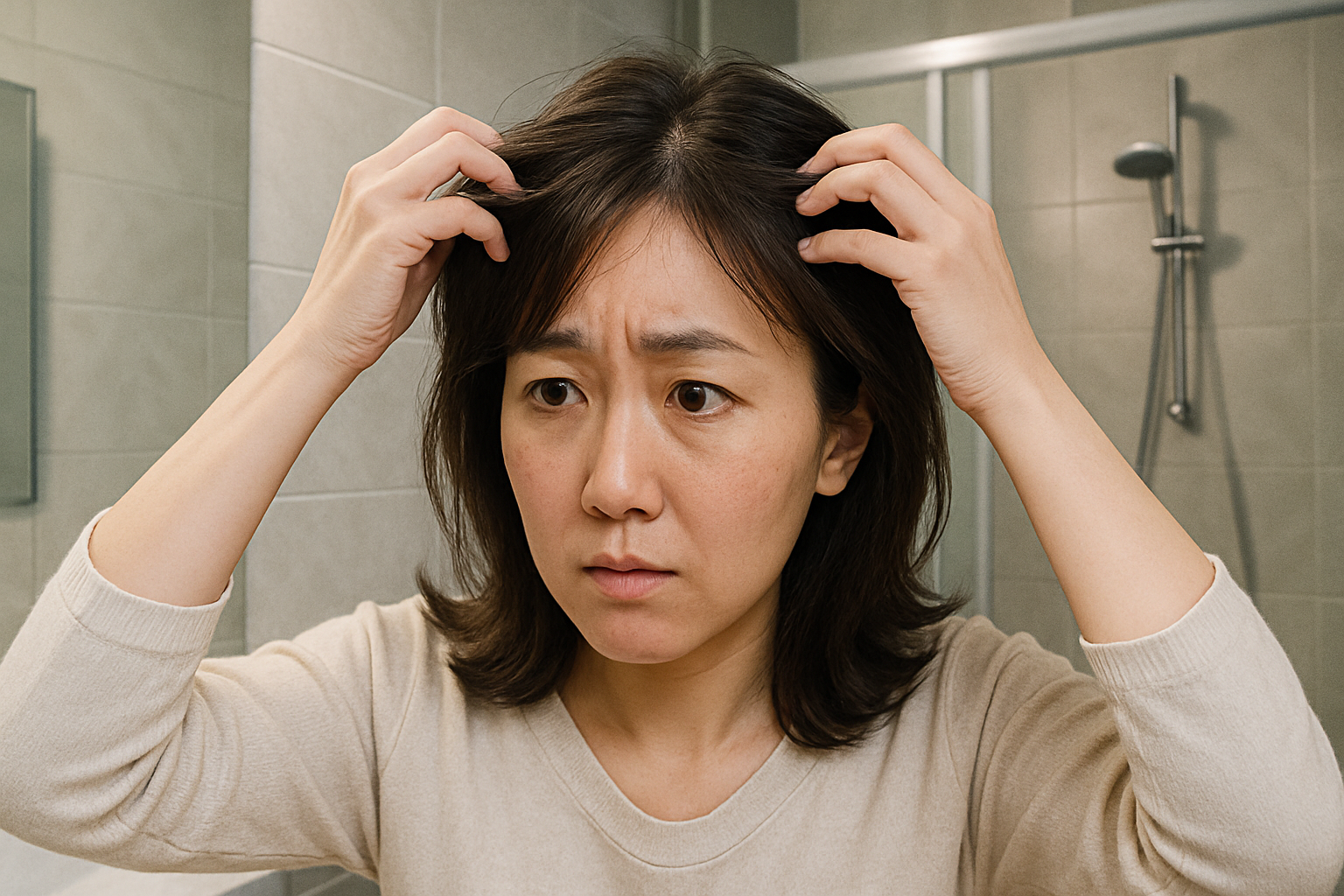 頭皮の状態が不安定で困惑する女性