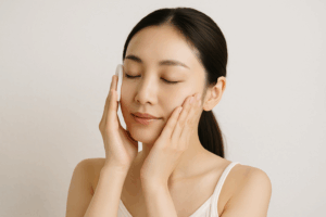 保湿した成分の保温効果でしっとりとした肌になる女性