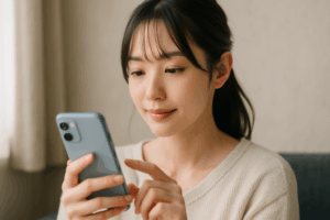 スマホを見る女性の横顔
