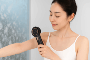 バスタイムボミーを腕に当てる女性