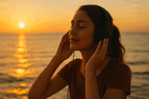 夕日と海と音楽の時間