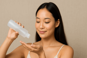 化粧水を使おうとしている女性