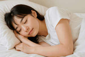 しっかり睡眠をとる女性